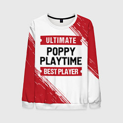 Свитшот мужской Poppy Playtime: красные таблички Best Player и Ult, цвет: 3D-белый