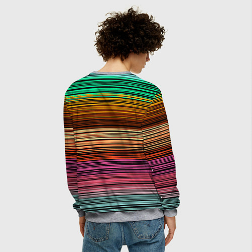 Мужской свитшот Multicolored thin stripes Разноцветные полосы / 3D-Меланж – фото 4