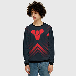 Свитшот мужской Красный Символ Destiny на темном фоне со стрелками, цвет: 3D-черный — фото 2