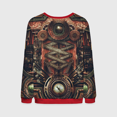 Мужской свитшот Mechanical device in Steampunk Retro style / 3D-Красный – фото 2