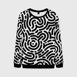 Свитшот мужской Округлый Лабиринт, цвет: 3D-черный