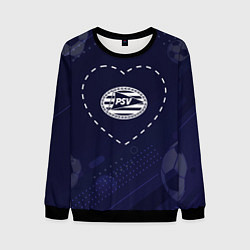 Мужской свитшот Лого PSV в сердечке на фоне мячей