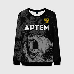 Свитшот мужской Артем Россия Медведь, цвет: 3D-черный
