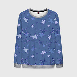 Свитшот мужской Gray-Blue Star Pattern, цвет: 3D-меланж