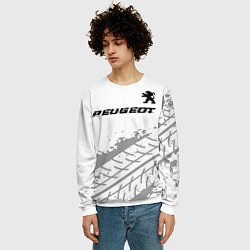 Свитшот мужской Peugeot Speed на светлом фоне со следами шин, цвет: 3D-белый — фото 2