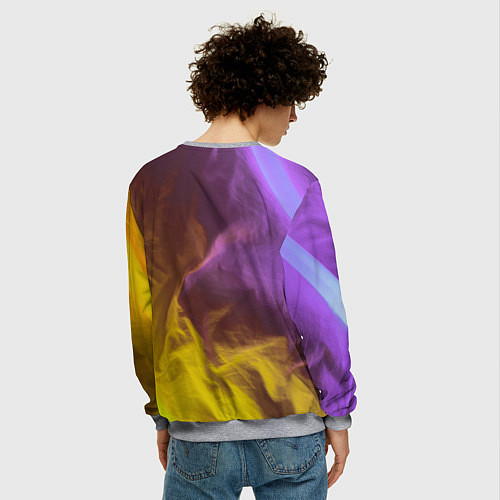 Мужской свитшот Неоновые фонари на шёлковой поверхности - Фиолетов / 3D-Меланж – фото 4