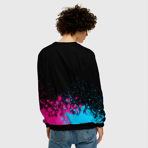 Мужской свитшот Bring Me the Horizon Neon Gradient / 3D-Черный – фото 4