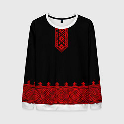 Свитшот мужской Черная славянская рубаха, цвет: 3D-белый