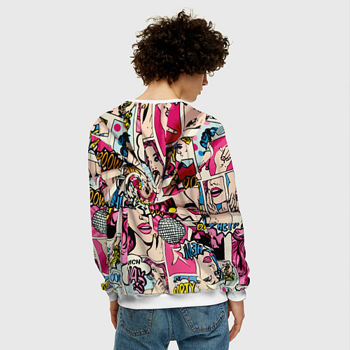 Мужской свитшот Twisted pop atr pattern / 3D-Белый – фото 4