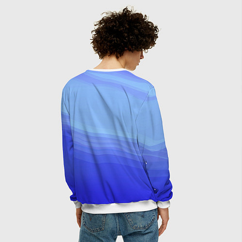 Мужской свитшот Blue abstract pattern / 3D-Белый – фото 4