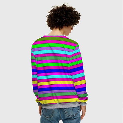 Мужской свитшот Multicolored neon bright stripes / 3D-Меланж – фото 4