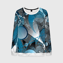 Свитшот мужской Абстрактный серо-синий принт, цвет: 3D-белый