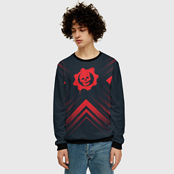Свитшот мужской Красный Символ Gears of War на темном фоне со стре, цвет: 3D-черный — фото 2