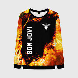 Свитшот мужской Bon Jovi и Пылающий Огонь, цвет: 3D-черный