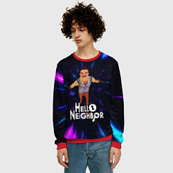 Свитшот мужской Hello Neighbor Привет сосед Бегущий сосед, цвет: 3D-красный — фото 2