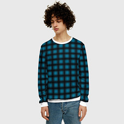 Свитшот мужской Black and blue plaid, цвет: 3D-белый — фото 2