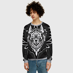 Свитшот мужской Черно-белый волк, цвет: 3D-меланж — фото 2