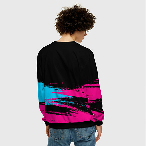 Мужской свитшот Queen Neon Gradient / 3D-Черный – фото 4