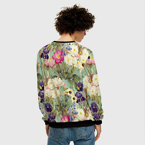 Мужской свитшот Красочные Цветы Лета / 3D-Черный – фото 4