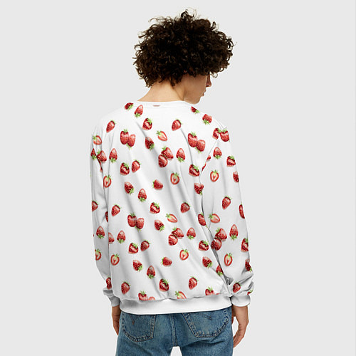 Мужской свитшот Клубничка, паттерн / 3D-Белый – фото 4