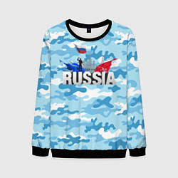 Свитшот мужской Russia: синий камфуляж, цвет: 3D-черный