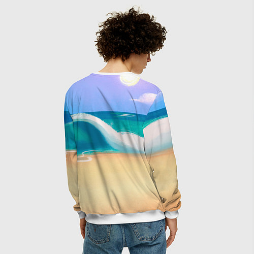 Мужской свитшот Свинка на пляже хохочет / 3D-Белый – фото 4