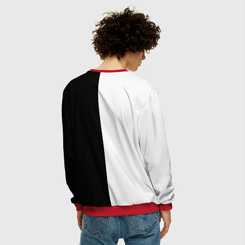 Мужской свитшот MINIMALISM - BLACK AND WHITE / 3D-Красный – фото 4