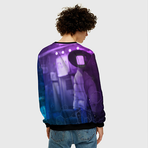 Мужской свитшот Stray - мордочка - neon / 3D-Черный – фото 4