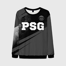 Свитшот мужской PSG sport на темном фоне: символ сверху, цвет: 3D-черный