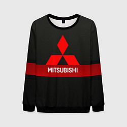 Свитшот мужской Mitsubishi - логотип - красная полоса, цвет: 3D-черный