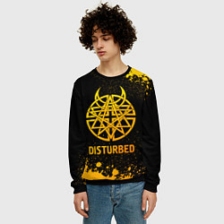 Свитшот мужской Disturbed - gold gradient, цвет: 3D-черный — фото 2