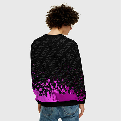 Мужской свитшот Tesla pro racing: символ сверху / 3D-Черный – фото 4