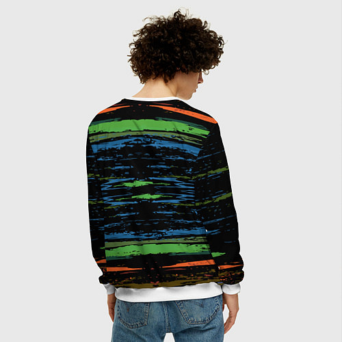 Мужской свитшот Мазки цветной краской paint strokes abstract / 3D-Белый – фото 4