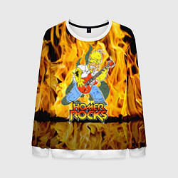 Свитшот мужской Гомер Симпсон - соло на гитаре!, цвет: 3D-белый