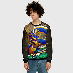 Свитшот мужской Разноцветный Японский Дракон, цвет: 3D-черный — фото 2