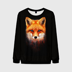 Свитшот мужской Лиса над лесом, цвет: 3D-черный