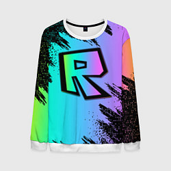 Свитшот мужской Roblox neon logo, цвет: 3D-белый