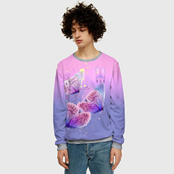 Свитшот мужской BTS красивые бабочки, цвет: 3D-меланж — фото 2
