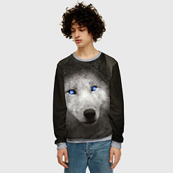 Свитшот мужской Волчица с голубыми глазами, цвет: 3D-меланж — фото 2