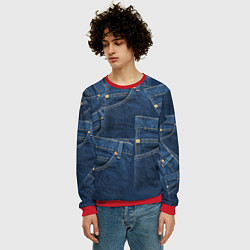 Свитшот мужской Джинсовка jeans, цвет: 3D-красный — фото 2