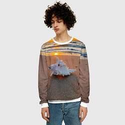 Свитшот мужской Ракушка на песочном берегу тихого океана, цвет: 3D-белый — фото 2