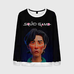 Свитшот мужской Игра в кальмара - Сон Ки Хун анимационный, цвет: 3D-белый