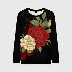 Свитшот мужской Прекрасные розы, цвет: 3D-черный