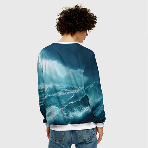 Мужской свитшот Буря в море / 3D-Белый – фото 4