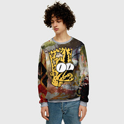 Свитшот мужской Чумазый потрёпанный Барт Симпсон, цвет: 3D-меланж — фото 2