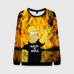 Свитшот мужской Homer Simpson - Rock n Roll!, цвет: 3D-черный