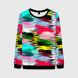 Свитшот мужской Абстрактный многоцветный неоновый узор, цвет: 3D-черный
