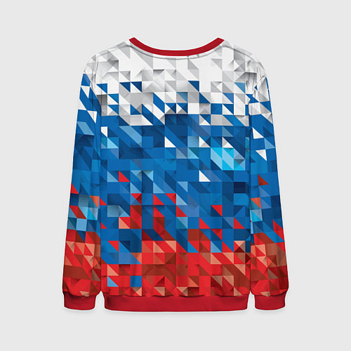Мужской свитшот Полигональный флаг России! / 3D-Красный – фото 2