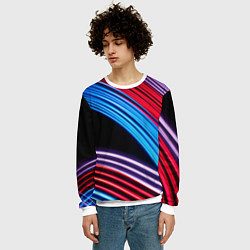 Свитшот мужской Красные и голубые абстрактные линии, цвет: 3D-белый — фото 2