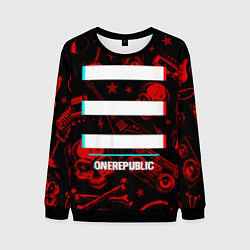 Свитшот мужской OneRepublic rock glitch, цвет: 3D-черный